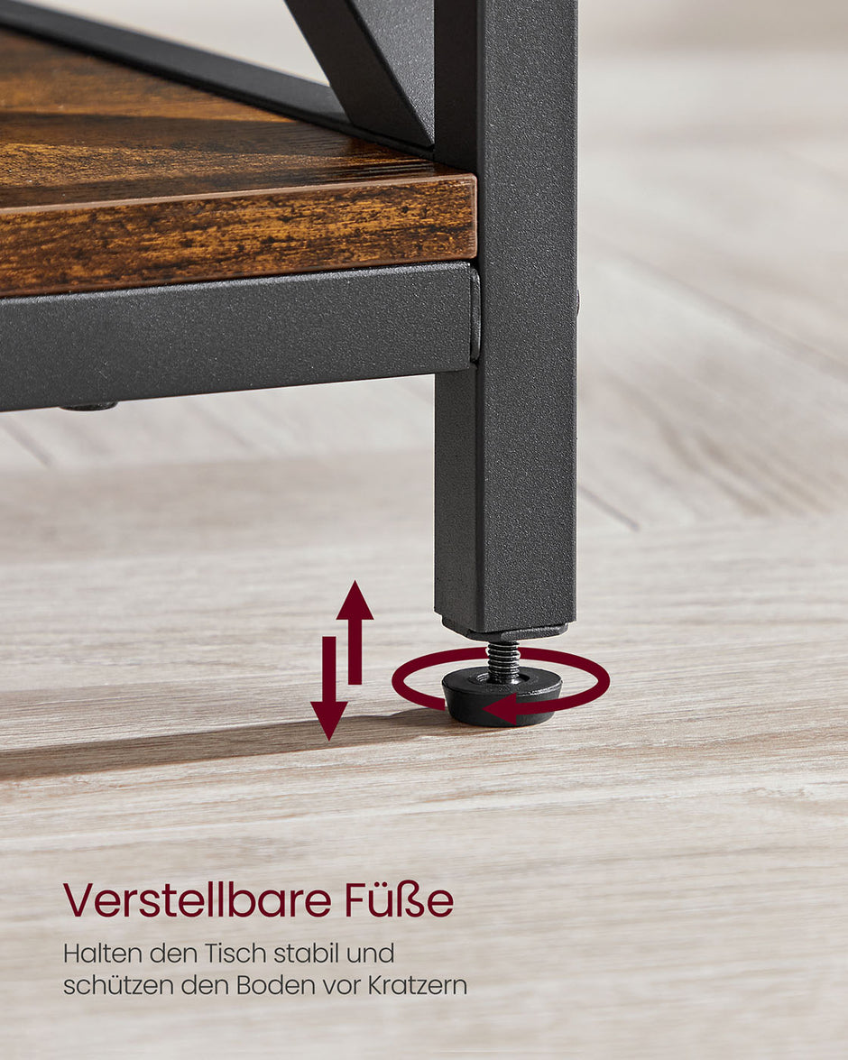 Verstelbare salontafel met open vakken vintage bruin-zwart