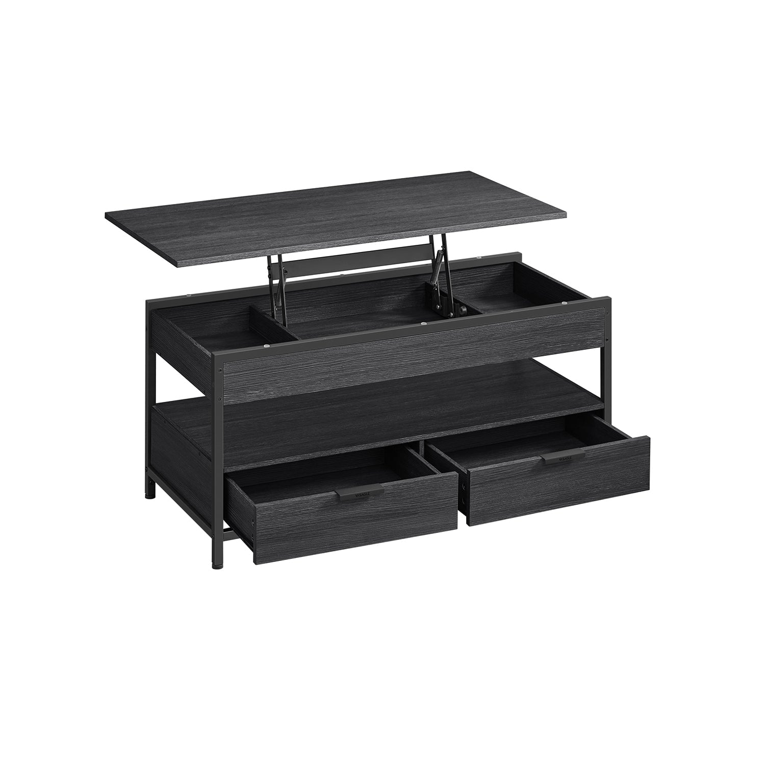 Salontafel – met lades – vintage bruin-inktzwart
