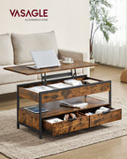 Salontafel – met lades – vintage bruin-inktzwart