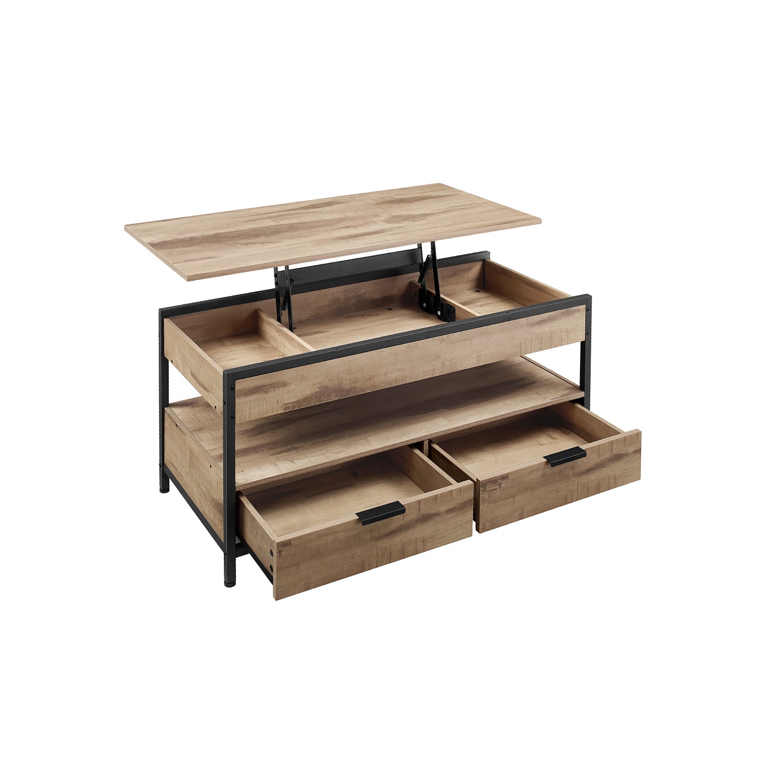 Salontafel – met lades – vintage bruin-inktzwart