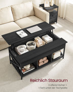 Salontafel – In hoogte verstelbaar – Met verborgen opbergruimte – Antracietgrijs–zwart