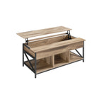 Salontafel – In hoogte verstelbaar – Met verborgen opbergruimte – Antracietgrijs–zwart