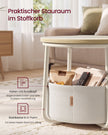Bijzettafels Rond – Set van 2 – Met Stoffen Mand – Naturel Beige en Lichtmokka