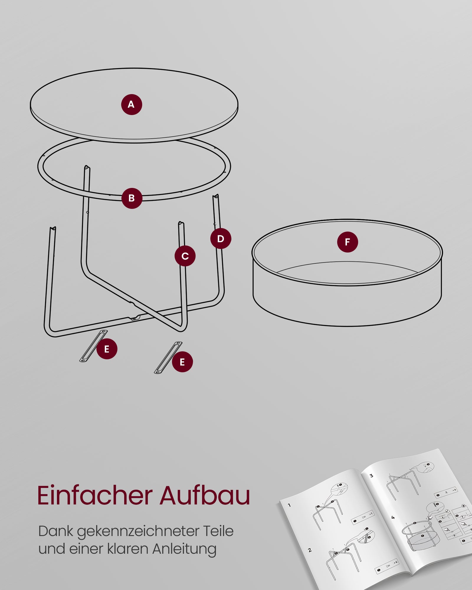 Salontafel met opbergtas – Stijlvol ontwerp – Inktzwart en leisteengrijs