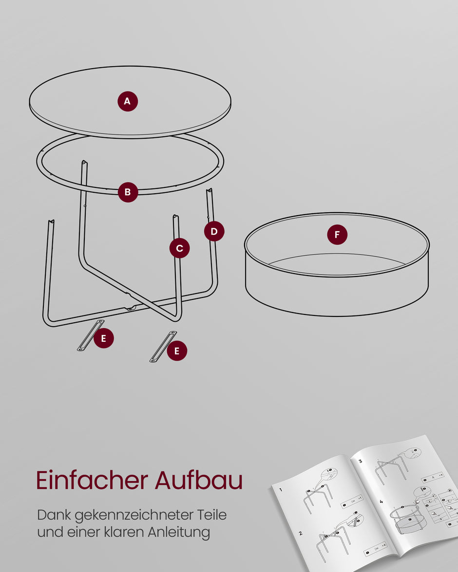 Salontafel met opbergtas – Stijlvol ontwerp – Inktzwart en leisteengrijs