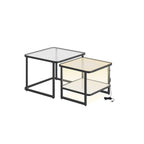 Salontafel set van 2 met LED licht wolk wit-parelwit