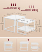 Salontafel set van 2 met LED licht wolk wit-parelwit