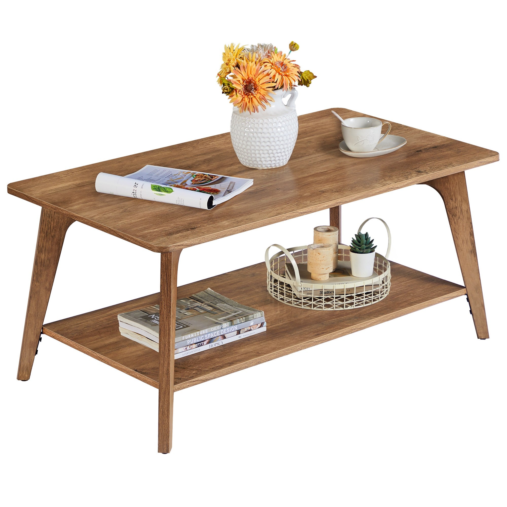 Salontafel - Rond - 2 Niveaus - 100 x 55 cm - Aardbruin