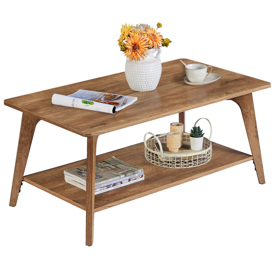 Salontafel - Rond - 2 Niveaus - 100 x 55 cm - Aardbruin