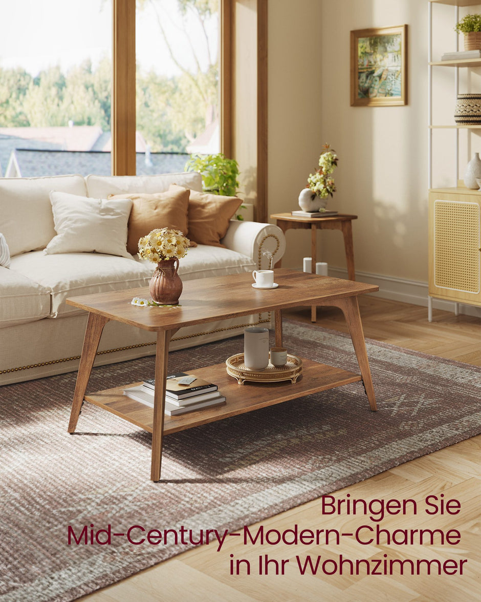 Salontafel - Rond - 2 Niveaus - 100 x 55 cm - Aardbruin