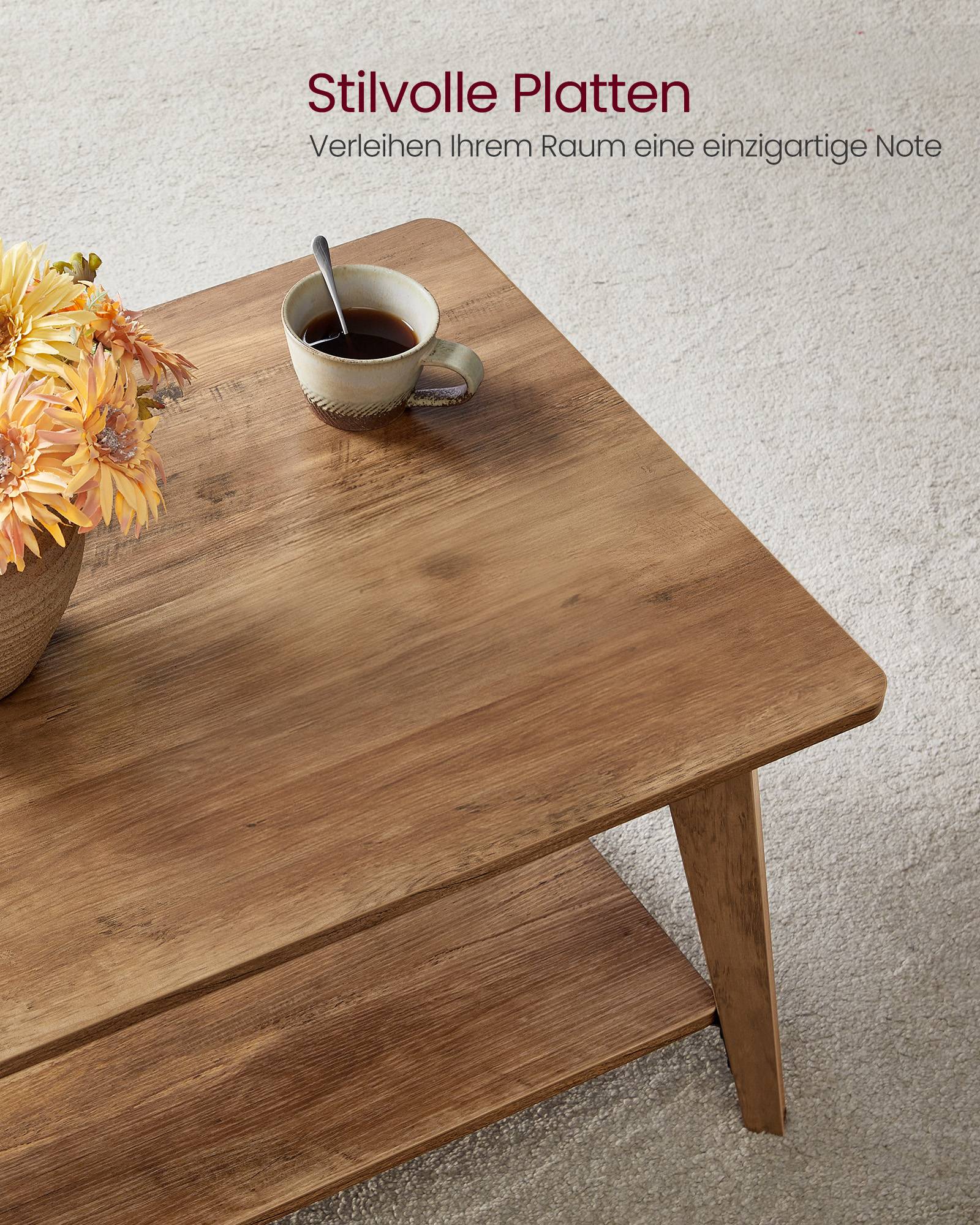 Salontafel - Rond - 2 Niveaus - 100 x 55 cm - Aardbruin