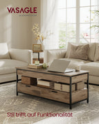 Salontafel met lades 50 x 120 cm camelbruin-inktzwart