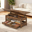 Salontafel - In Hoogte Verstelbaar - Gasveer - 2 Lades - Vintage Bruin
