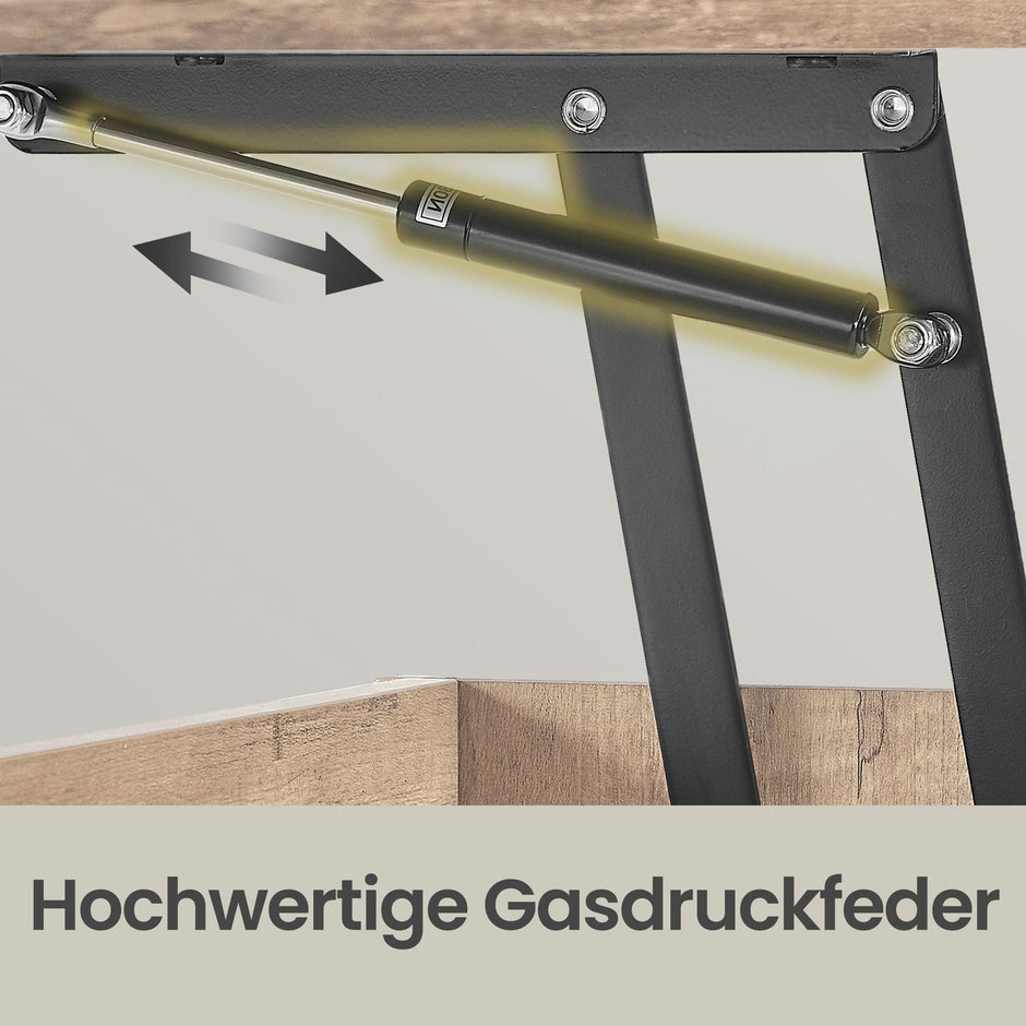 Salontafel - In Hoogte Verstelbaar - Verborgen Opbergvak - Kameelbruin-Zwart
