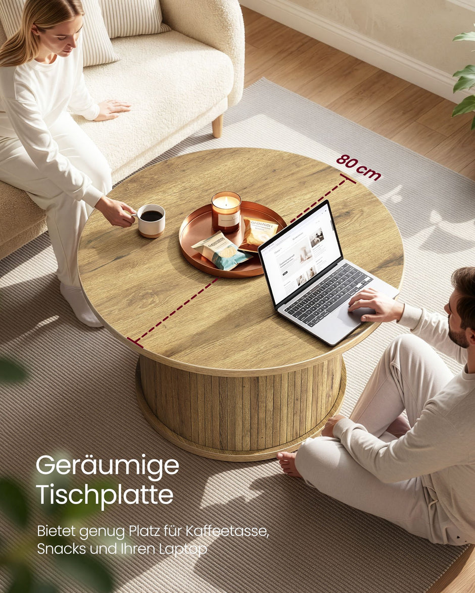 Salontafel - Rond - Naturelbruin - 80 cm d, 45 cm H