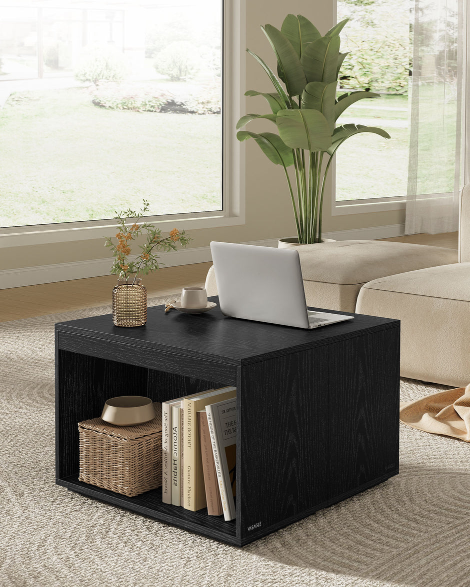 Salontafelset van 3 met opbergruimte in ebbenhout zwart