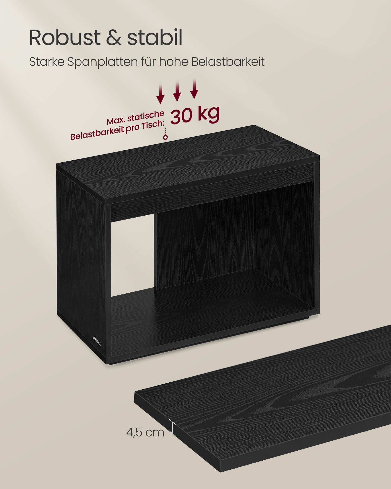 Salontafelset van 3 met opbergruimte in ebbenhout zwart