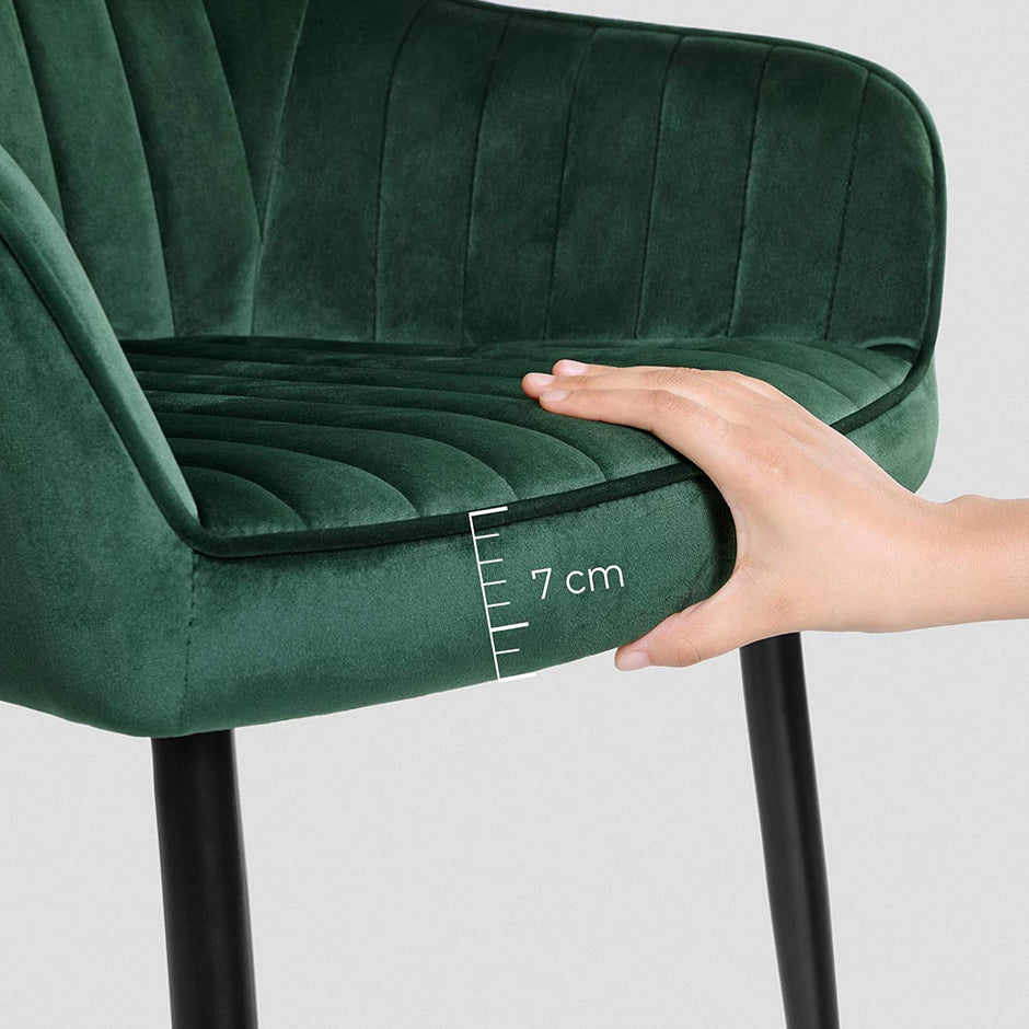 Eetkamerstoelen - Set van 2 - Fluweel - Met Armleuningen - Groen
