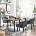 Eetkamerstoel - Fauteuil met armleuningen - Gestoffeerd - Grijs