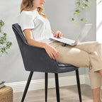 Eetkamerstoel - Fauteuil met armleuningen - Gestoffeerd - Grijs