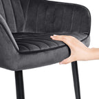 Eetkamerstoel - Fauteuil met armleuningen - Gestoffeerd - Grijs