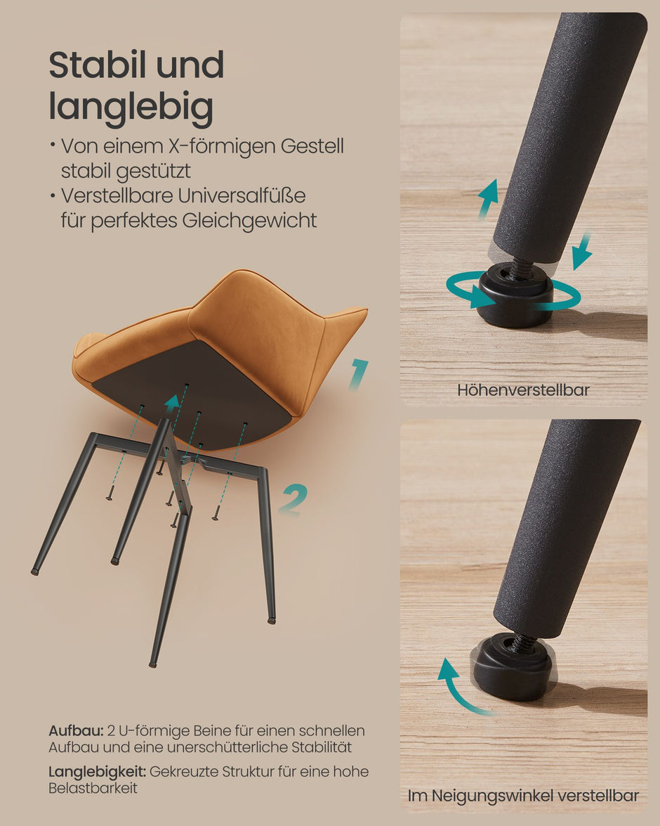 Eetkamerstoel – Met armleuningen – Fluweel – Karamelbruin-inktzwart – 60 x 60 x 81,5 cm