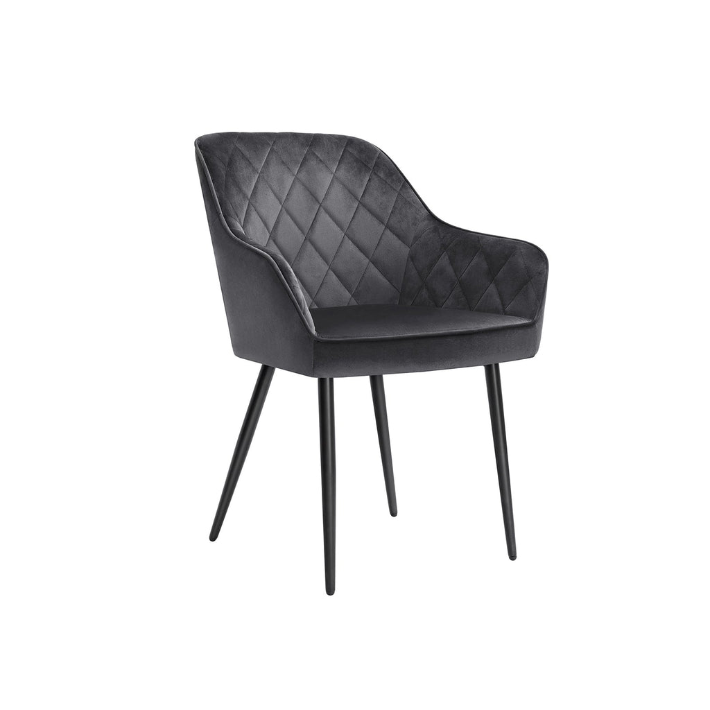 Eetkamerstoel - Set van 2 - Stoelen van suède - Grijs
