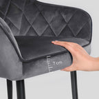 Eetkamerstoel - Set van 2 - Stoelen van suède - Grijs