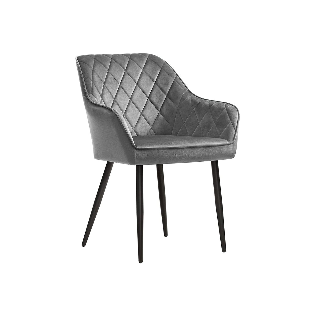 Eetkamerstoel - Set van 2 - Stoelen van suède - Grijs