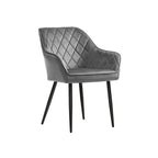 Eetkamerstoel - Set van 2 - Stoelen van suède - Grijs