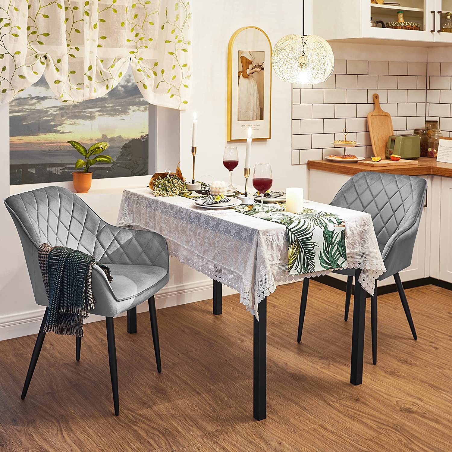 Eetkamerstoelen Met Armleuningen Set Van 6 Grijs