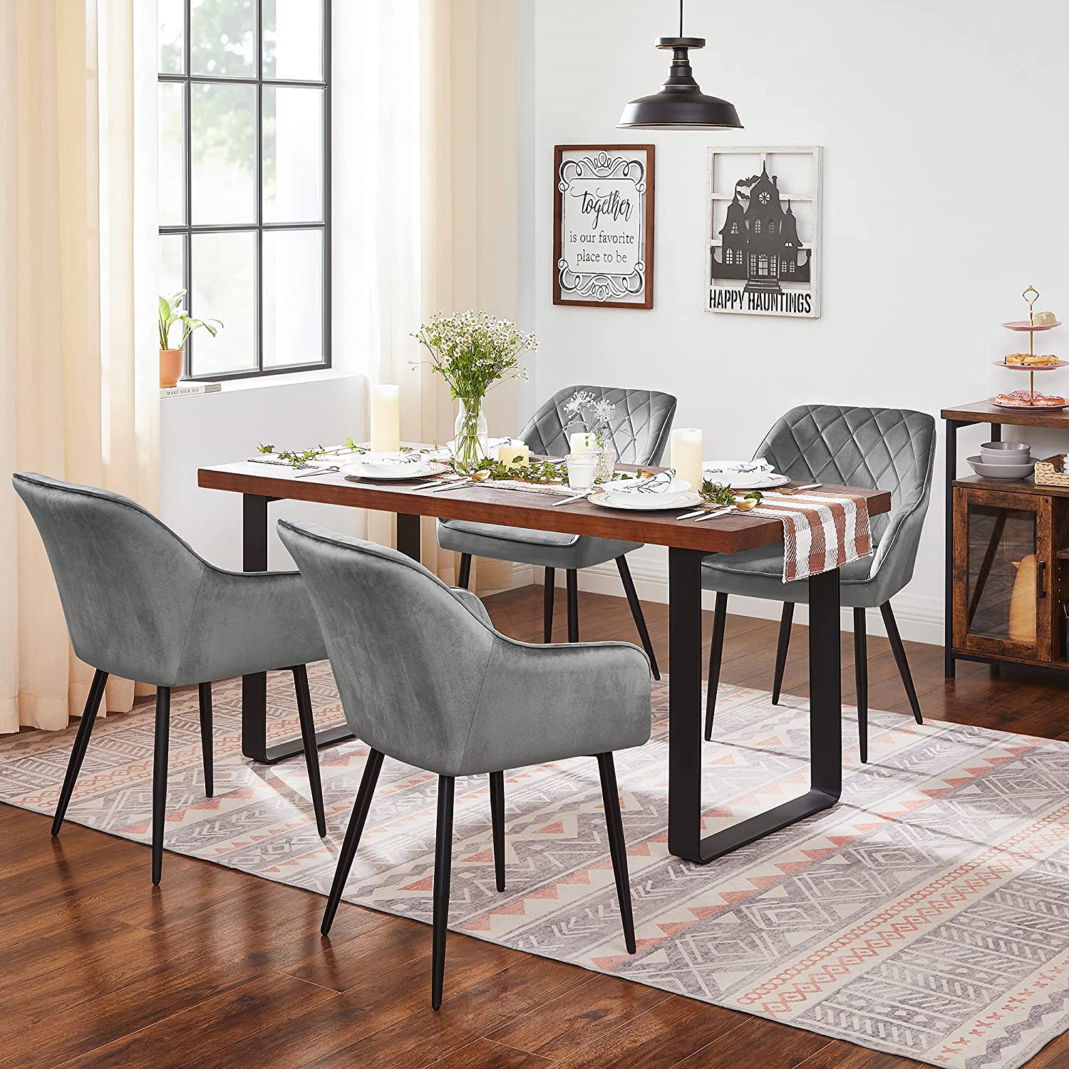 Eetkamerstoelen Met Armleuningen Set Van 6 Grijs
