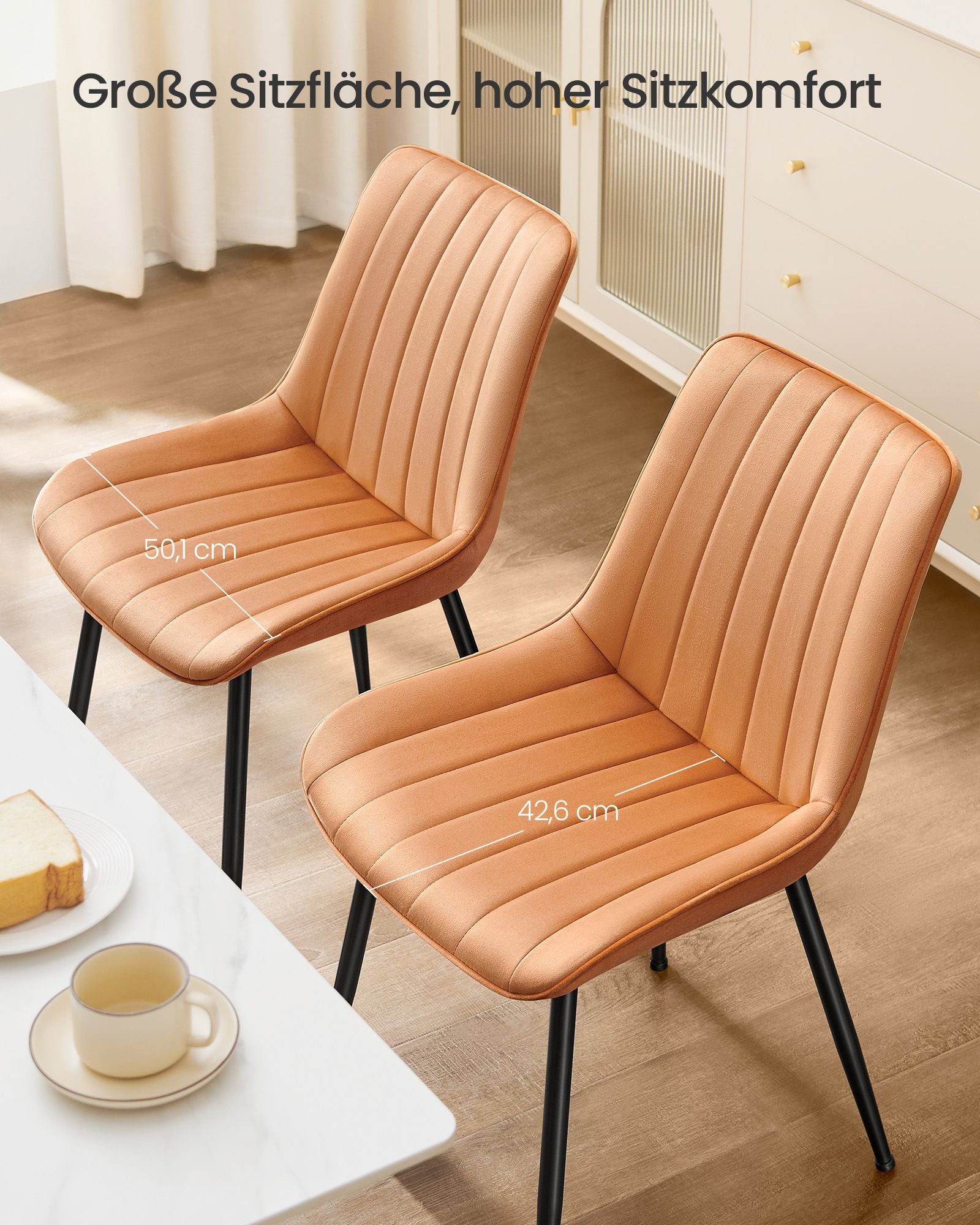 Eetkamerstoel Set van 2 – Comfortabel en stijlvol – Karamelbruin en inktzwart