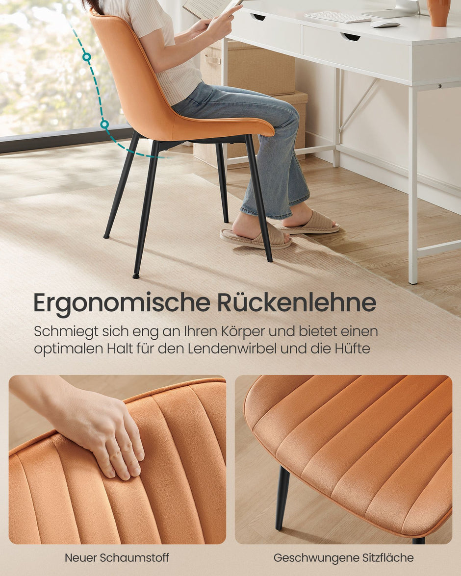 Eetkamerstoel Set van 2 – Comfortabel en stijlvol – Karamelbruin en inktzwart