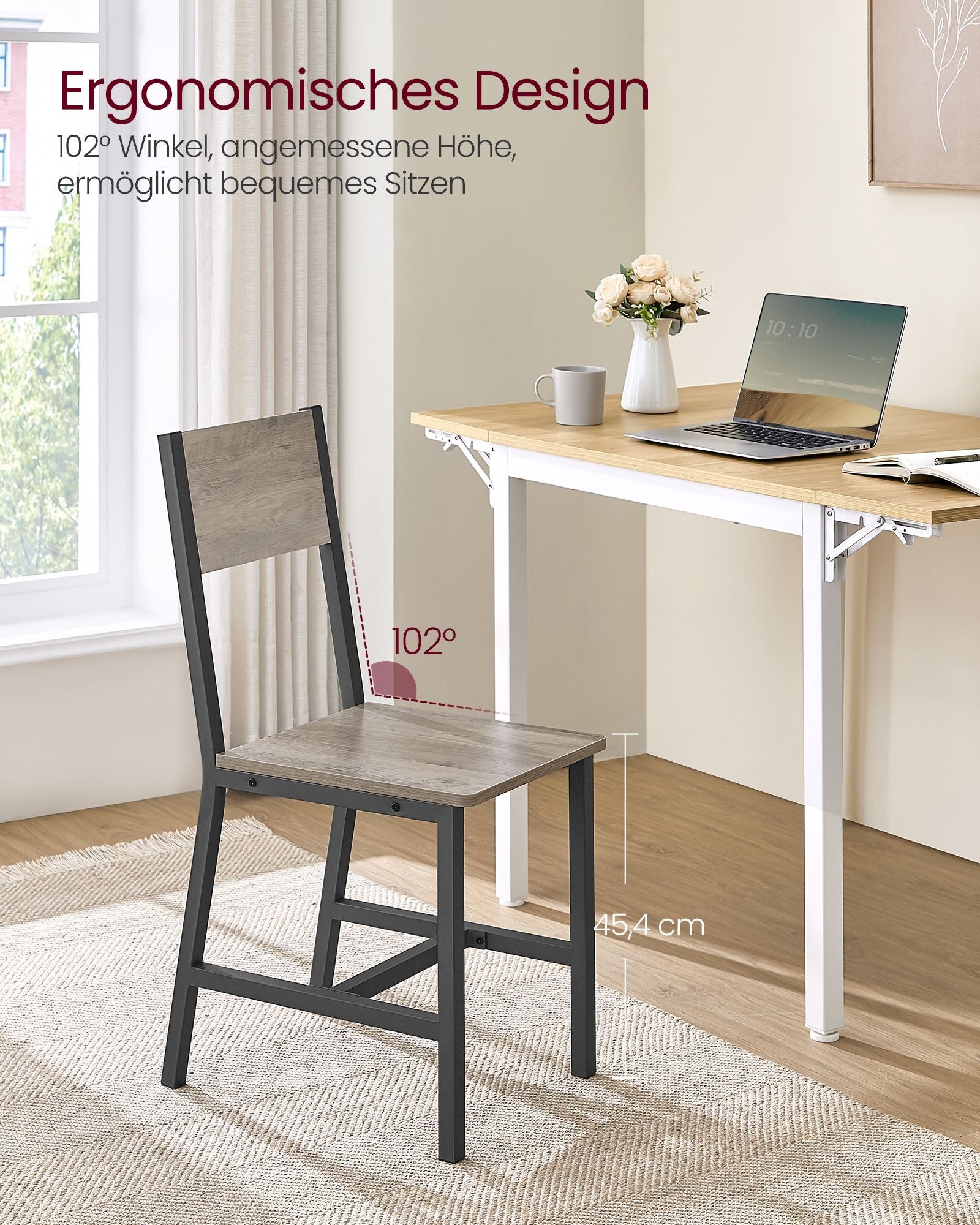 Eetkamerstoelen Set Van 2 Greige Gemêleerd Mat Grijs