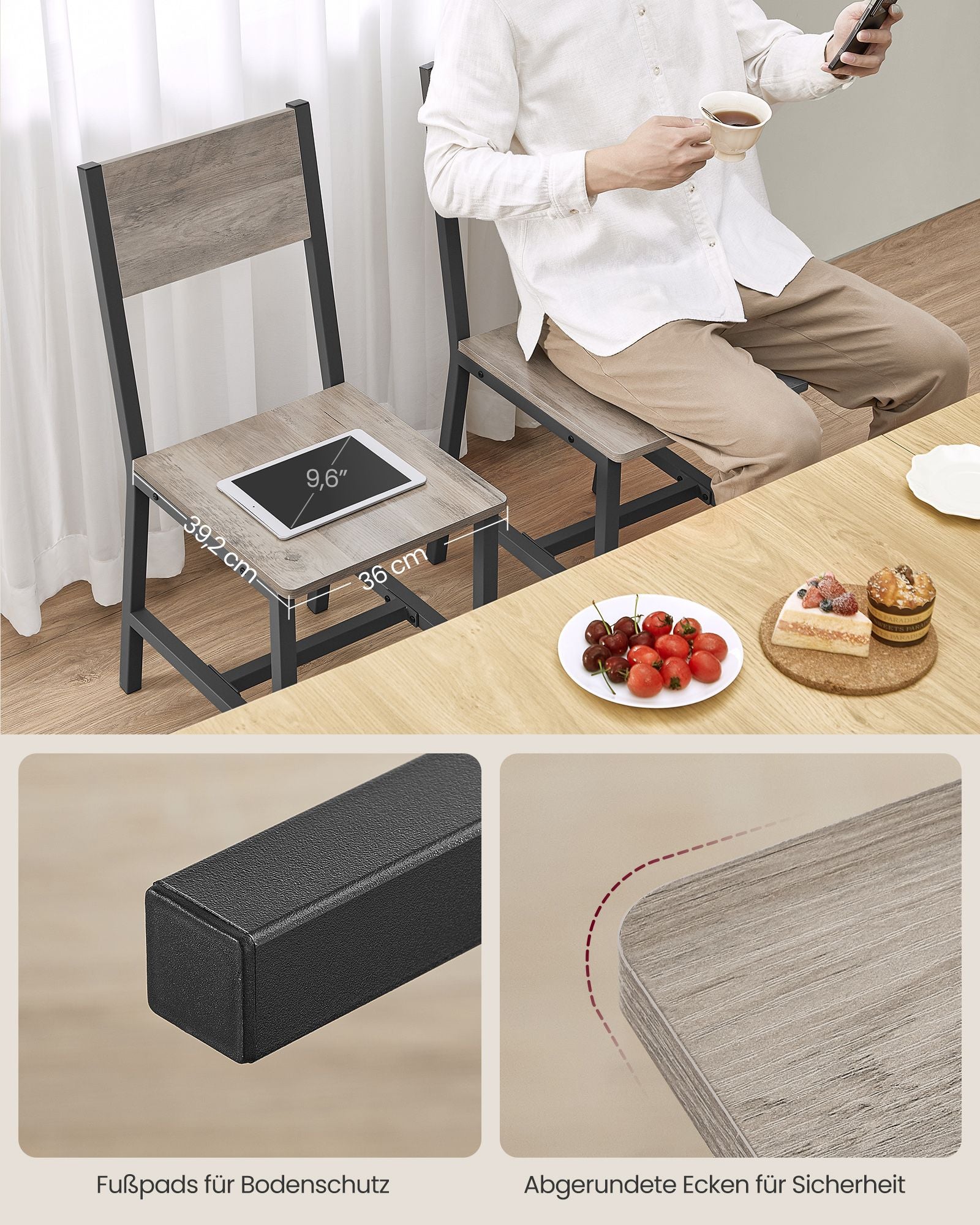 Eetkamerstoelen Set Van 2 Greige Gemêleerd Mat Grijs