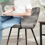 Eetkamerstoel – Fluwelen met armleuningen – Grijs