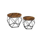 Salontafels - Set van 2 - Industrieel - Vintage bruin/zwart