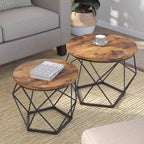 Salontafels - Set van 2 - Industrieel - Vintage bruin/zwart