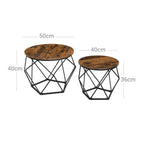 Salontafels - Set van 2 - Industrieel - Vintage bruin/zwart