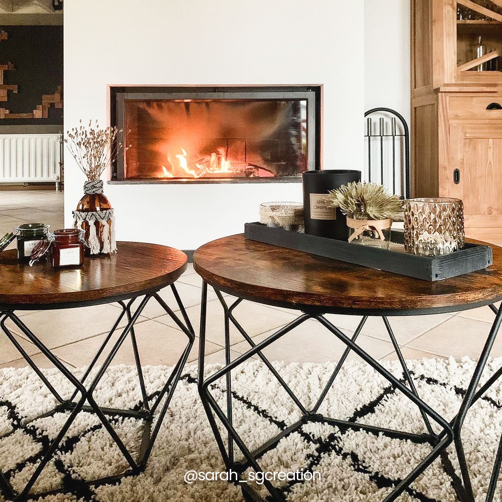 Salontafels - Set van 2 - Industrieel - Vintage bruin/zwart