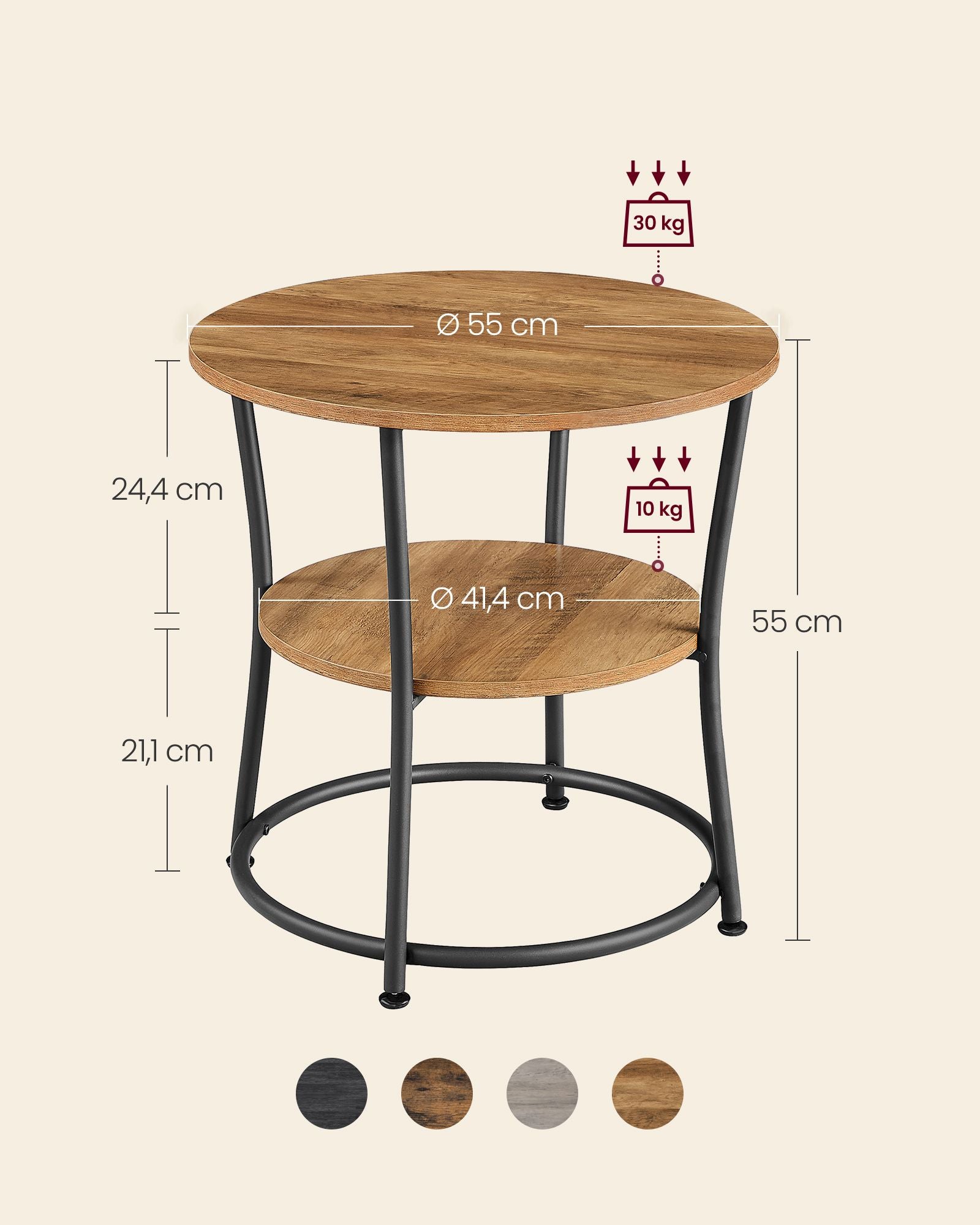 Bijzettafel Met 2 Planken En Stalen Frame