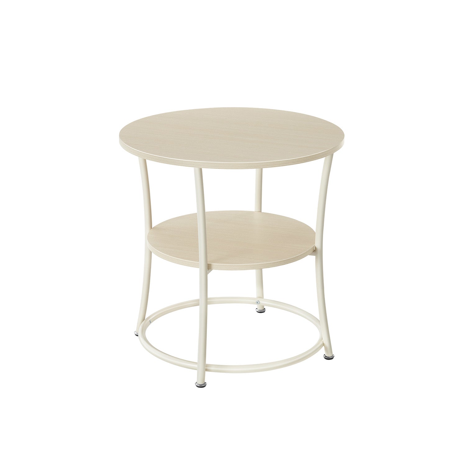 Bijzettafel rond – Met 2 planken – Stalen frame – Walnoot bruin-zwart