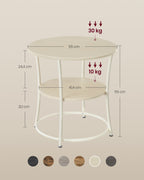Bijzettafel met 2 Planken – Stalen Frame – Naturel Beige