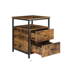 Nachtkastje – 2 lades – Industrieel ontwerp – Bruin/Zwart