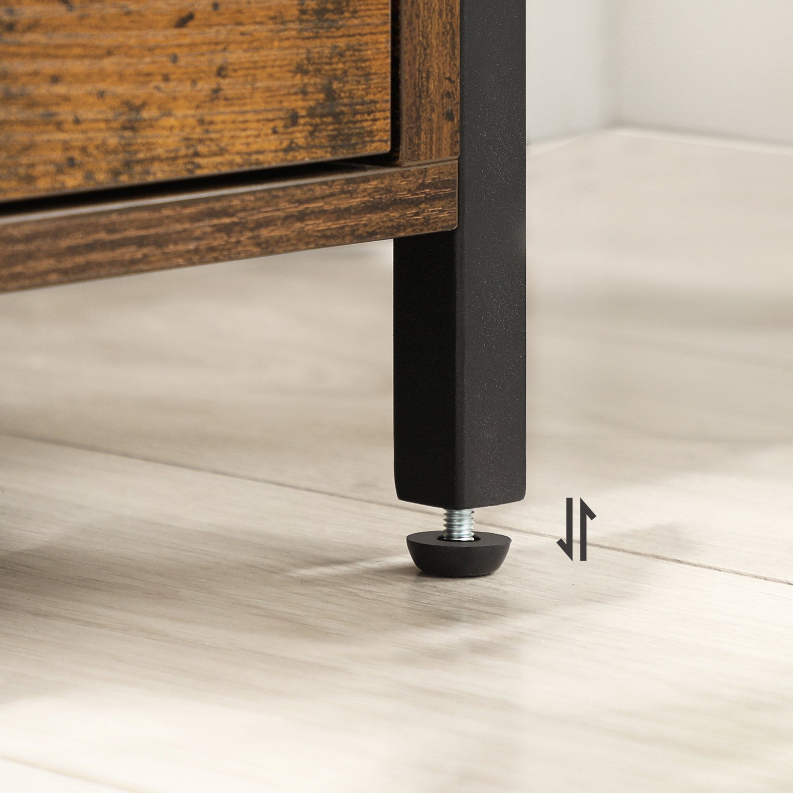 Nachtkastje – 2 lades – Industrieel ontwerp – Bruin/Zwart