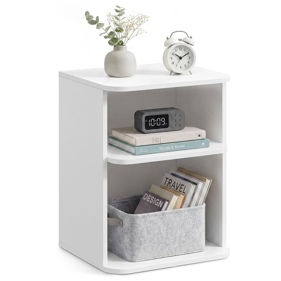 Nachtkastje - 30 x 35 x 45 cm - 3 niveaus - wolkwit - maximaal 50 kg tafelbladbelasting - maximaal 10 kg per vak