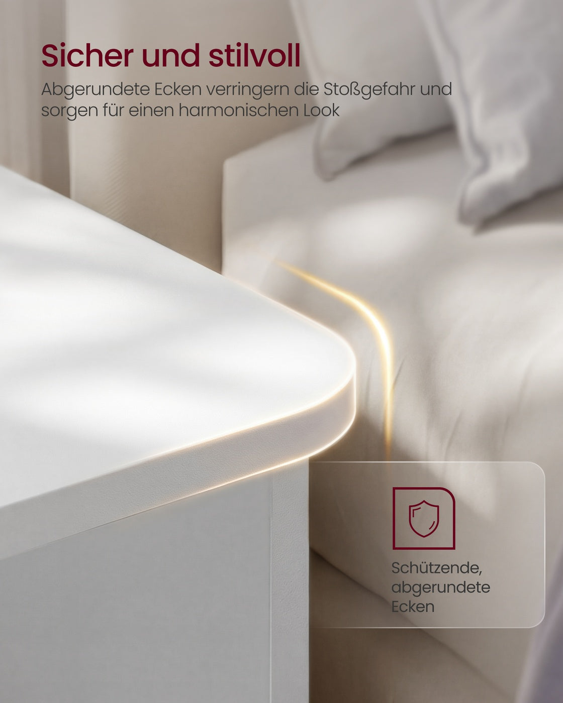 Nachtkastje - 30 x 35 x 45 cm - 3 niveaus - wolkwit - maximaal 50 kg tafelbladbelasting - maximaal 10 kg per vak
