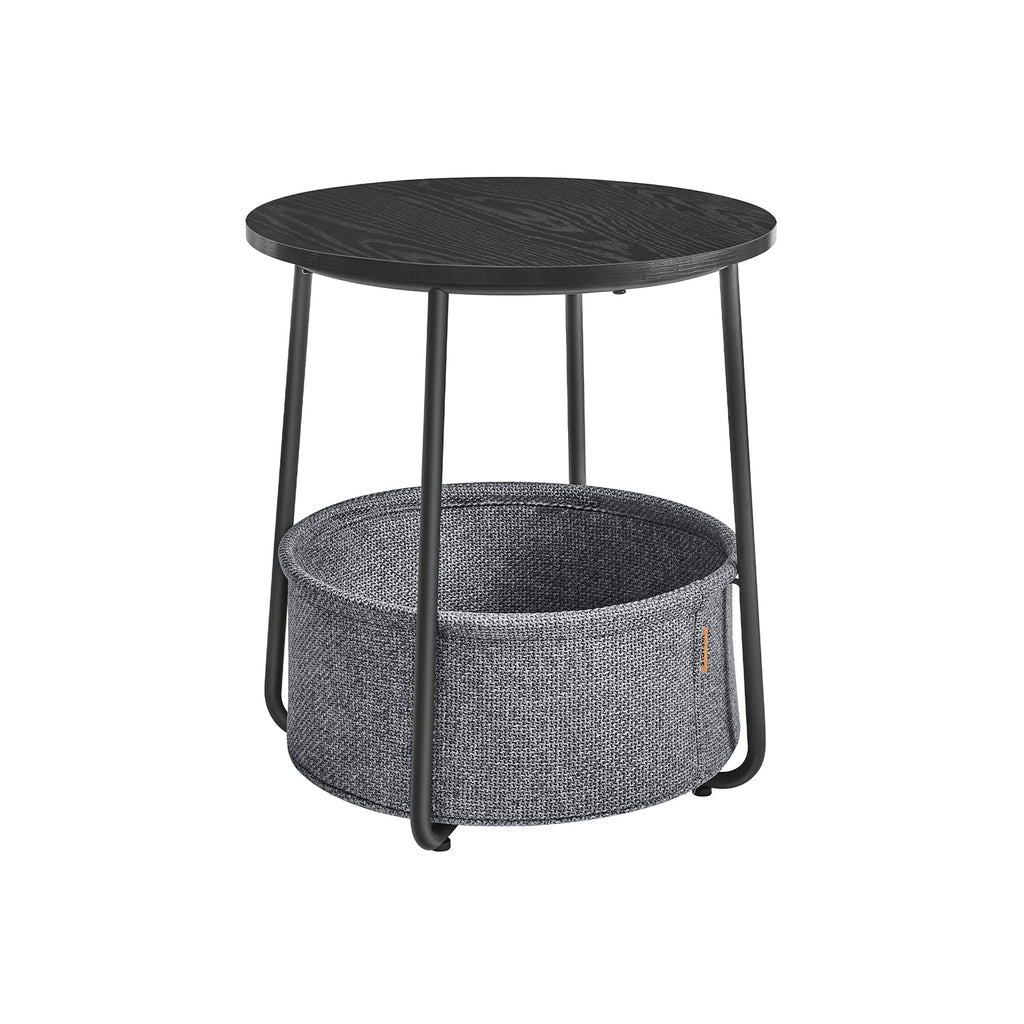 Ronde bijzettafel - Met stoffen mand - Metalen frame - Blauw