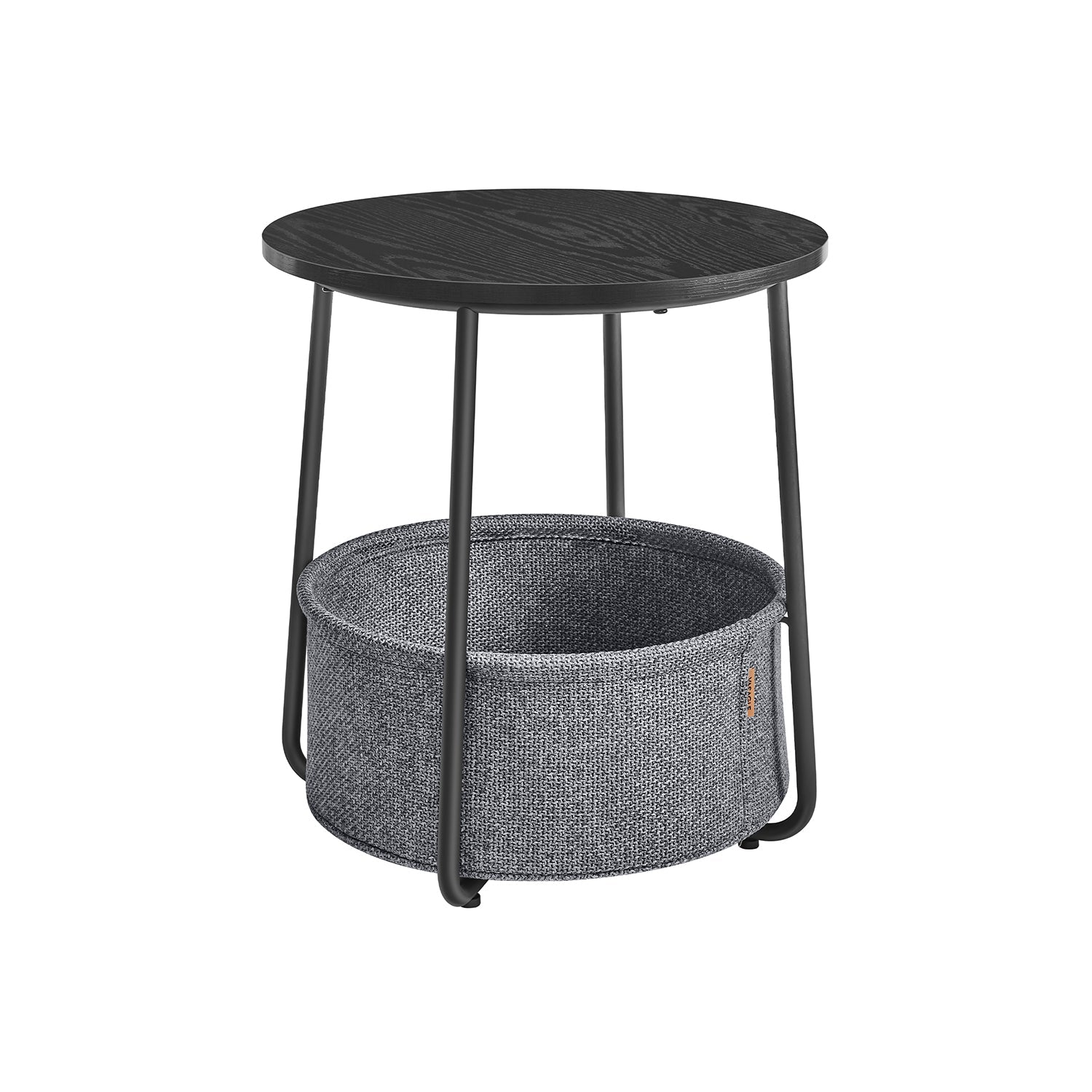 Ronde bijzettafel - Met stoffen mand - Metalen frame - Blauw